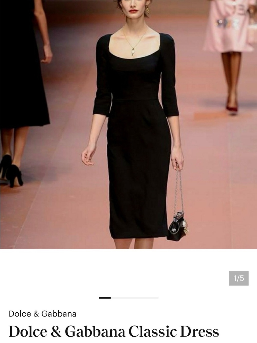 Dolce & Gabbana Black Midi Sheath Dress with Scoop Neck